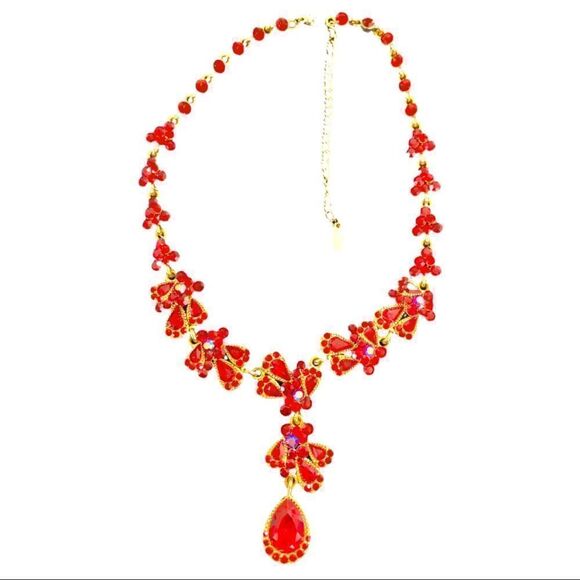 Vintage VCLM red crystal necklace Valentines Day! - Picture 2 of 9